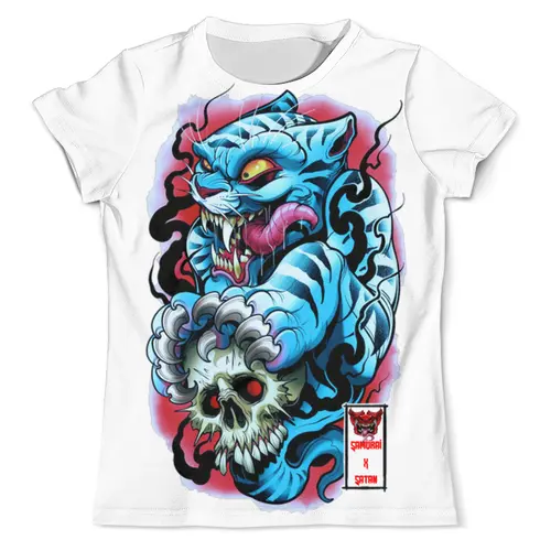 Заказать мужскую футболку в Москве. Футболка с полной запечаткой (мужская) Satan Cat от Samurai X Satan  - готовые дизайны и нанесение принтов.