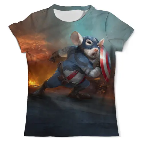 Заказать мужскую футболку в Москве. Футболка с полной запечаткой (мужская) Captain America  от ПРИНТЫ ПЕЧАТЬ  - готовые дизайны и нанесение принтов.