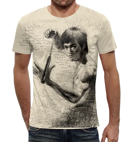 Заказать мужскую футболку в Москве. Футболка с полной запечаткой (мужская) Bruce Lee от Leichenwagen - готовые дизайны и нанесение принтов.