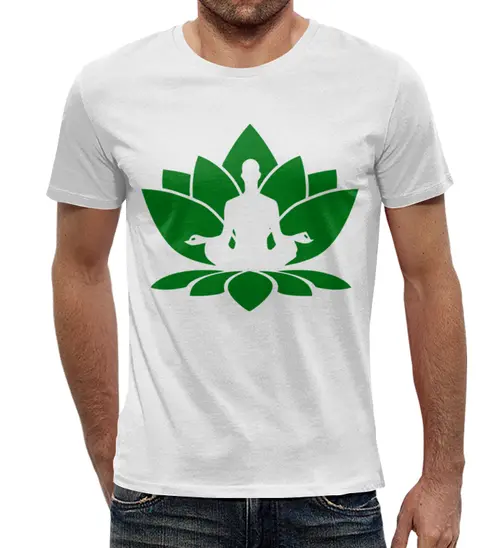 Заказать мужскую футболку в Москве. Футболка с полной запечаткой (мужская) yoga logo от hideo_kojima - готовые дизайны и нанесение принтов.