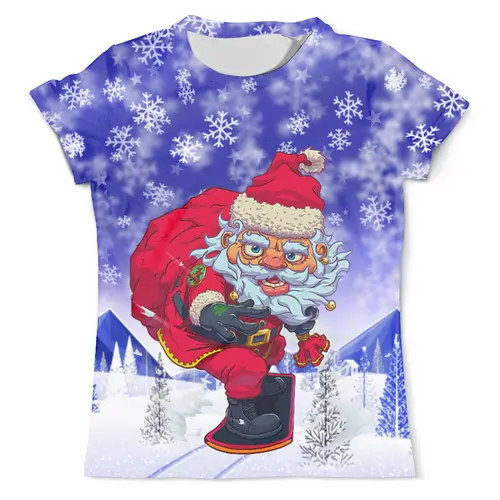 Заказать мужскую футболку в Москве. Футболка с полной запечаткой (мужская) Santa Snowboard (С Новым Годом!)_ от balden - готовые дизайны и нанесение принтов.