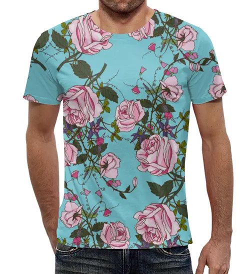 Заказать мужскую футболку в Москве. Футболка с полной запечаткой (мужская) Розы в цвету от THE_NISE  - готовые дизайны и нанесение принтов.