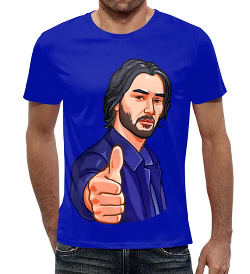 Заказать мужскую футболку в Москве. Футболка с полной запечаткой (мужская) Киану Ривз  от T-shirt print  - готовые дизайны и нанесение принтов.