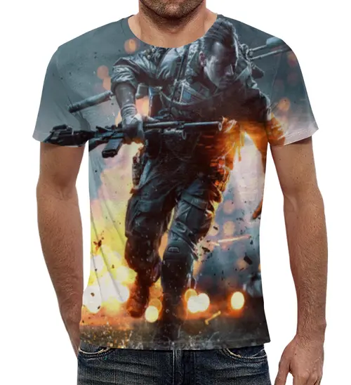 Заказать мужскую футболку в Москве. Футболка с полной запечаткой (мужская) Battlefield 4 от skaner24 - готовые дизайны и нанесение принтов.