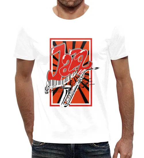 Заказать мужскую футболку в Москве. Футболка с полной запечаткой (мужская) Джаз постер. от Zorgo-Art  - готовые дизайны и нанесение принтов.