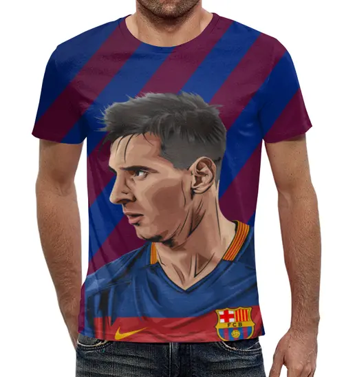 Заказать мужскую футболку в Москве. Футболка с полной запечаткой (мужская) Lionel  Messi от ПРИНТЫ ПЕЧАТЬ  - готовые дизайны и нанесение принтов.