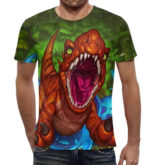 Заказать мужскую футболку в Москве. Футболка с полной запечаткой (мужская) динозавры от robus - готовые дизайны и нанесение принтов.