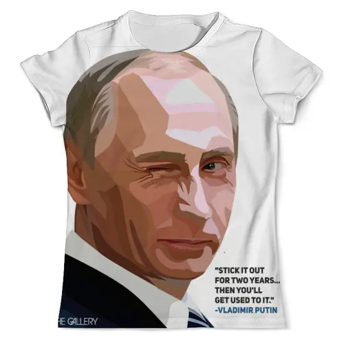 Заказать мужскую футболку в Москве. Футболка с полной запечаткой (мужская) Владимир Путин  от thegallery - готовые дизайны и нанесение принтов.