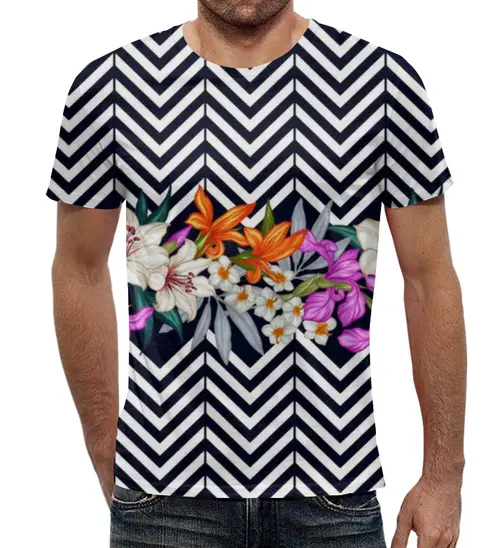Заказать мужскую футболку в Москве. Футболка с полной запечаткой (мужская) Flowers Design от balden - готовые дизайны и нанесение принтов.
