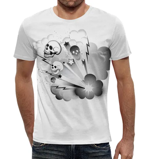 Заказать мужскую футболку в Москве. Футболка с полной запечаткой (мужская) Черепа (1) от T-shirt print  - готовые дизайны и нанесение принтов.