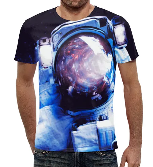 Заказать мужскую футболку в Москве. Футболка с полной запечаткой (мужская) Космонавт от RU_STORE  - готовые дизайны и нанесение принтов.