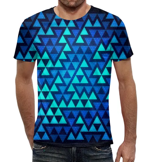 Заказать мужскую футболку в Москве. Футболка с полной запечаткой (мужская) Треугольники от THE_NISE  - готовые дизайны и нанесение принтов.