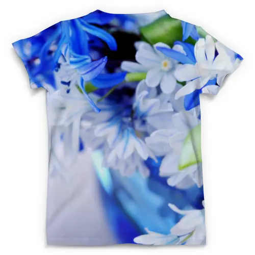 Заказать мужскую футболку в Москве. Футболка с полной запечаткой (мужская) Голубые цветы от agrius88@mail.ru - готовые дизайны и нанесение принтов.