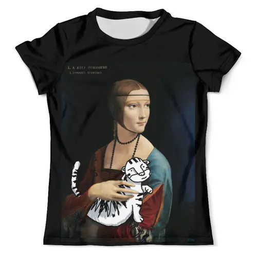 Заказать мужскую футболку в Москве. Футболка с полной запечаткой (мужская) «Дама с тигром» от Соль  - готовые дизайны и нанесение принтов.