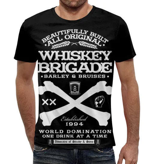 Заказать мужскую футболку в Москве. Футболка с полной запечаткой (мужская) Whiskey Brigade от Leichenwagen - готовые дизайны и нанесение принтов.