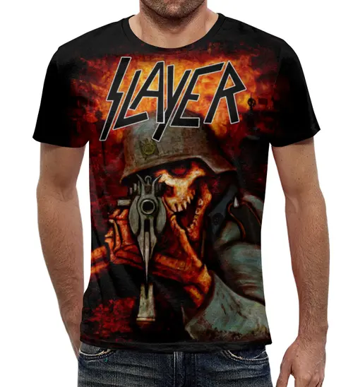 Заказать мужскую футболку в Москве. Футболка с полной запечаткой (мужская) Slayer Band от Leichenwagen - готовые дизайны и нанесение принтов.