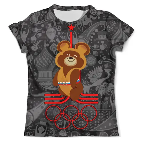 Заказать мужскую футболку в Москве. Футболка с полной запечаткой (мужская) Олимпийский мишка       от ПРИНТЫ ПЕЧАТЬ  - готовые дизайны и нанесение принтов.