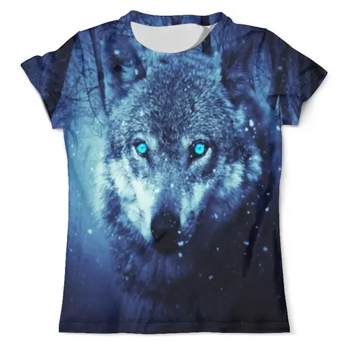 Заказать мужскую футболку в Москве. Футболка с полной запечаткой (мужская) Волк в снегу от  PRO_DESIGN - готовые дизайны и нанесение принтов.