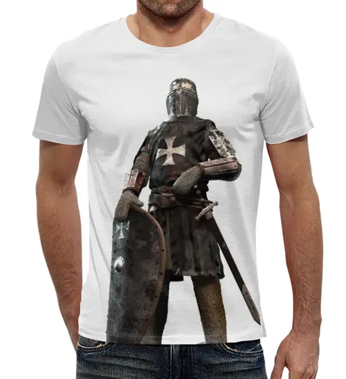 Заказать мужскую футболку в Москве. Футболка с полной запечаткой (мужская) Рыцарь от Александр - готовые дизайны и нанесение принтов.