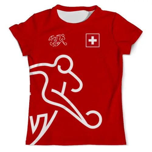 Заказать мужскую футболку в Москве. Футболка с полной запечаткой (мужская) Сборная Швейцарии от geekbox - готовые дизайны и нанесение принтов.