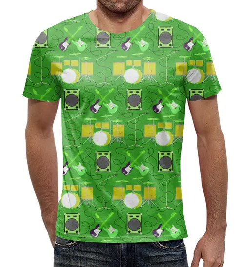 Заказать мужскую футболку в Москве. Футболка с полной запечаткой (мужская) Рок музыка  от T-shirt print  - готовые дизайны и нанесение принтов.