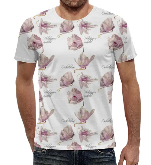 Заказать мужскую футболку в Москве. Футболка с полной запечаткой (мужская) орхидея высушеная Phalaenopsis от okonit - готовые дизайны и нанесение принтов.