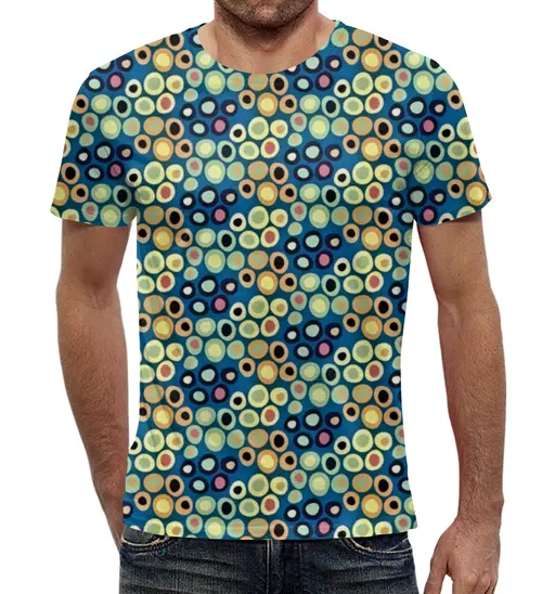 Заказать мужскую футболку в Москве. Футболка с полной запечаткой (мужская) Цветные круги от THE_NISE  - готовые дизайны и нанесение принтов.