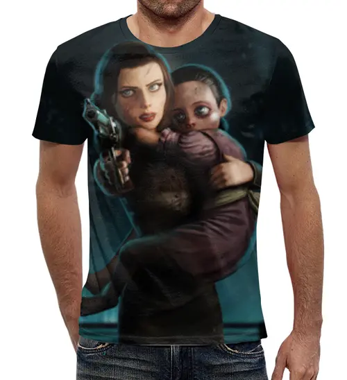 Заказать мужскую футболку в Москве. Футболка с полной запечаткой (мужская) BioShock от gamesta - готовые дизайны и нанесение принтов.