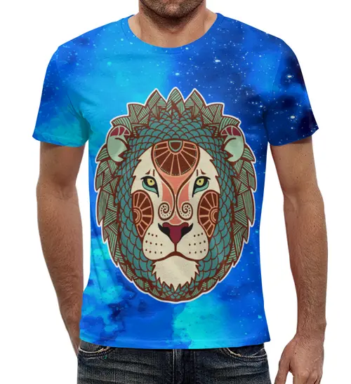 Заказать мужскую футболку в Москве. Футболка с полной запечаткой (мужская) Зодиак-лев от THE_NISE  - готовые дизайны и нанесение принтов.