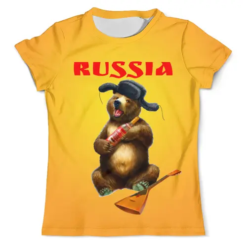 Заказать мужскую футболку в Москве. Футболка с полной запечаткой (мужская) Русский медведь  от T-shirt print  - готовые дизайны и нанесение принтов.
