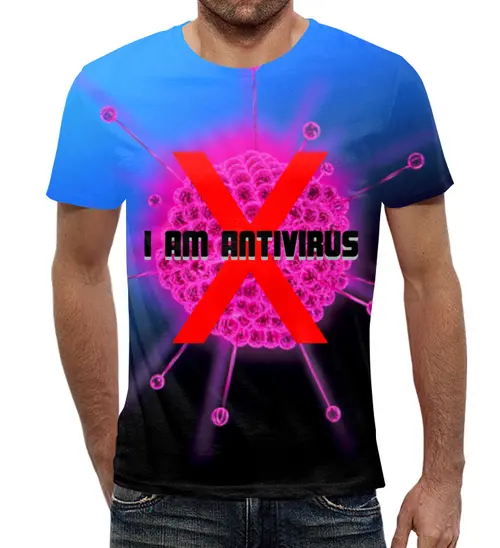 Заказать мужскую футболку в Москве. Футболка с полной запечаткой (мужская) Antivirus от troyaperformans@mail.ru - готовые дизайны и нанесение принтов.