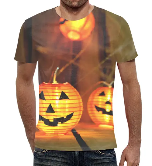 Заказать мужскую футболку в Москве. Футболка с полной запечаткой (мужская) Хэллоуин от FireFoxa - готовые дизайны и нанесение принтов.