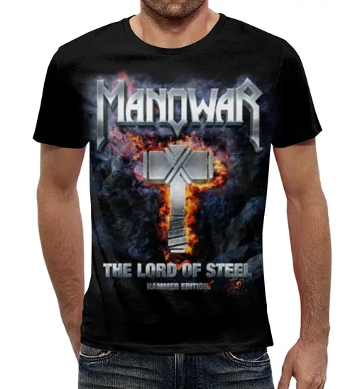 Заказать мужскую футболку в Москве. Футболка с полной запечаткой (мужская) Manowar от geekbox - готовые дизайны и нанесение принтов.