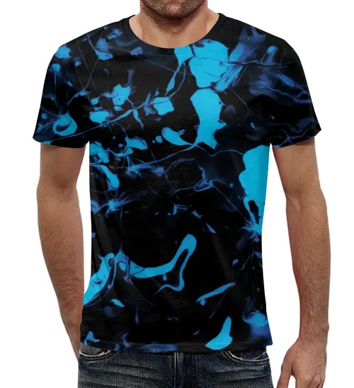 Заказать мужскую футболку в Москве. Футболка с полной запечаткой (мужская) Голубые брызги от THE_NISE  - готовые дизайны и нанесение принтов.
