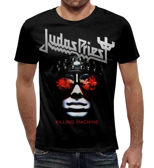 Заказать мужскую футболку в Москве. Футболка с полной запечаткой (мужская) Judas Priest, музыка, рок, группы, метал,  от geekbox - готовые дизайны и нанесение принтов.