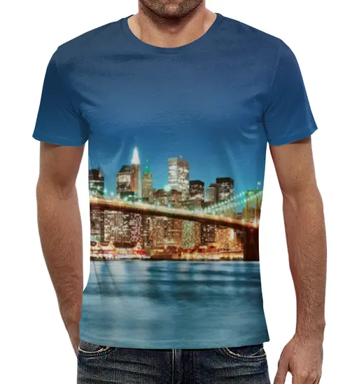 Заказать мужскую футболку в Москве. Футболка с полной запечаткой (мужская) Город от Fil6 - готовые дизайны и нанесение принтов.