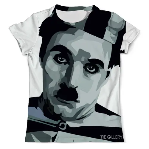 Заказать мужскую футболку в Москве. Футболка с полной запечаткой (мужская) Чарли Чаплин от thegallery - готовые дизайны и нанесение принтов.
