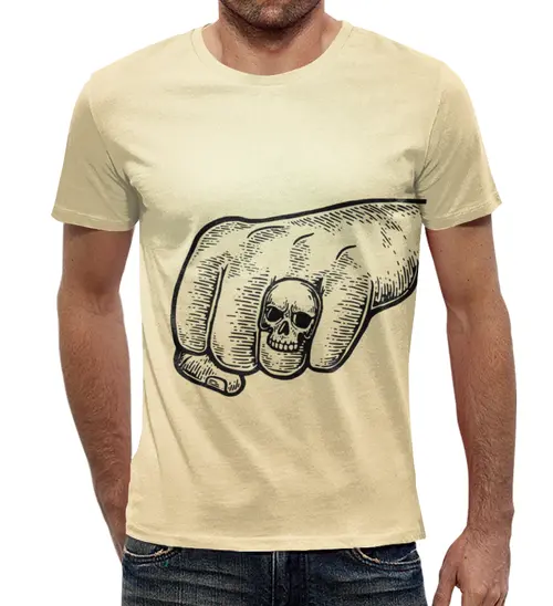 Заказать мужскую футболку в Москве. Футболка с полной запечаткой (мужская) Череп   от T-shirt print  - готовые дизайны и нанесение принтов.