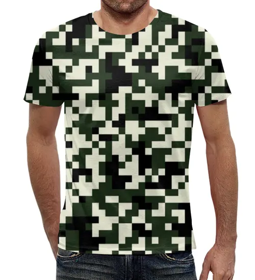 Заказать мужскую футболку в Москве. Футболка с полной запечаткой (мужская) Зеленые пиксели от THE_NISE  - готовые дизайны и нанесение принтов.