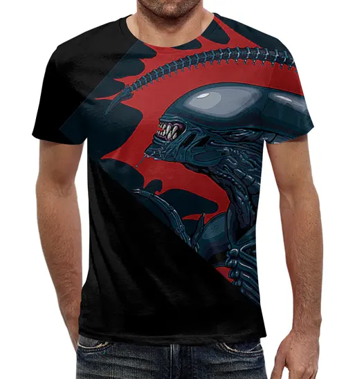 Заказать мужскую футболку в Москве. Футболка с полной запечаткой (мужская) Чужой( alien) от T-shirt print  - готовые дизайны и нанесение принтов.