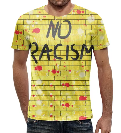 Заказать мужскую футболку в Москве. Футболка с полной запечаткой (мужская) NO racism  от T-shirt print  - готовые дизайны и нанесение принтов.