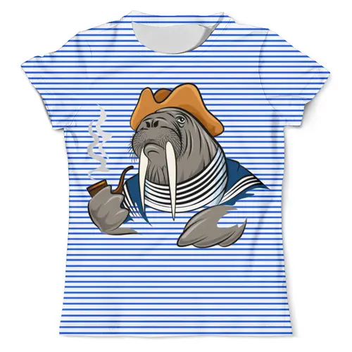 Заказать мужскую футболку в Москве. Футболка с полной запечаткой (мужская) Морской волк от T-shirt print  - готовые дизайны и нанесение принтов.