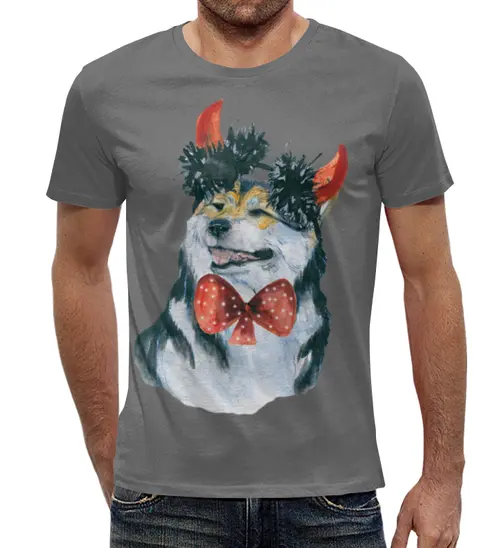 Заказать мужскую футболку в Москве. Футболка с полной запечаткой (мужская) Моя любимая собака от juliafast77 - готовые дизайны и нанесение принтов.