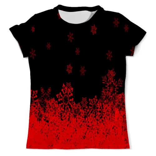 Заказать мужскую футболку в Москве. Футболка с полной запечаткой (мужская) Красные снежинки от THE_NISE  - готовые дизайны и нанесение принтов.