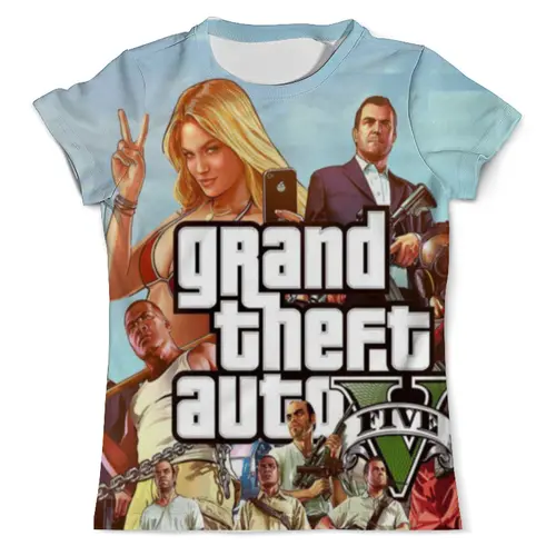 Заказать мужскую футболку в Москве. Футболка с полной запечаткой (мужская) Grand Theft Auto V от Серега Шнайдер - готовые дизайны и нанесение принтов.