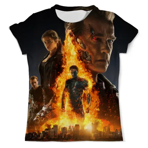 Заказать мужскую футболку в Москве. Футболка с полной запечаткой (мужская) Terminator от skynatural - готовые дизайны и нанесение принтов.