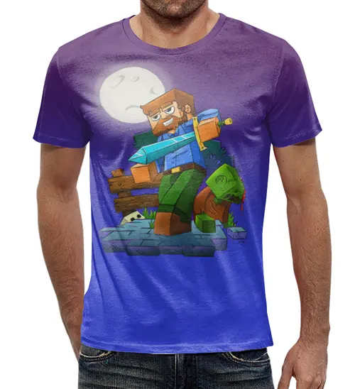 Заказать мужскую футболку в Москве. Футболка с полной запечаткой (мужская) Minecraft от balden - готовые дизайны и нанесение принтов.