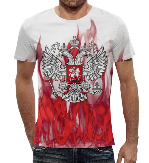 Заказать мужскую футболку в Москве. Футболка с полной запечаткой (мужская) Герб России от THE_NISE  - готовые дизайны и нанесение принтов.