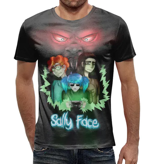 Заказать мужскую футболку в Москве. Футболка с полной запечаткой (мужская) Sally Face  от T-shirt print  - готовые дизайны и нанесение принтов.