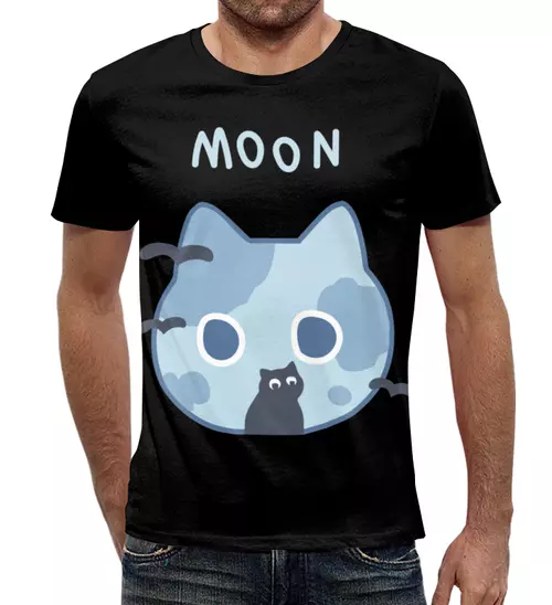 Заказать мужскую футболку в Москве. Футболка с полной запечаткой (мужская) "Луна" от aaa.kus28@gmail.com - готовые дизайны и нанесение принтов.